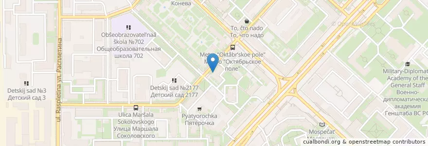 Mapa de ubicacion de Волконский en Russie, District Fédéral Central, Moscou, Северо-Западный Административный Округ, Район Щукино.