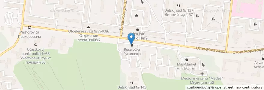 Mapa de ubicacion de Русалочка en Russland, Föderationskreis Zentralrussland, Oblast Woronesch, Городской Округ Воронеж.