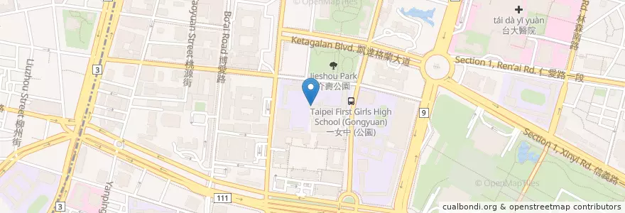 Mapa de ubicacion de 圖書館 en 台湾, 新北市, 台北市, 中正区.