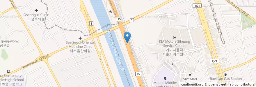 Mapa de ubicacion de 아리수 en 韩国/南韓, 首尔, 衿川區.