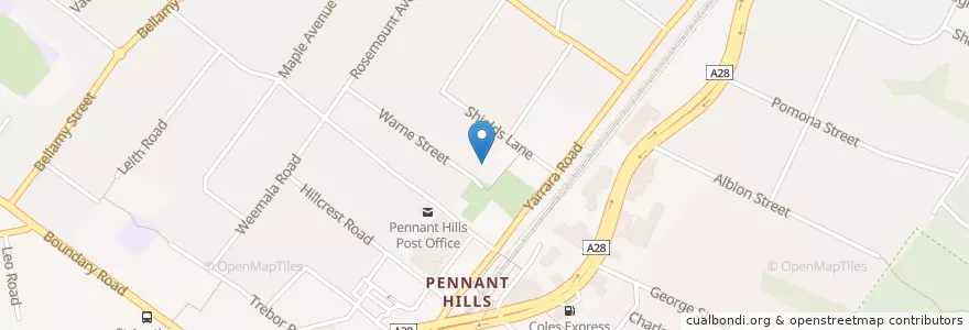 Mapa de ubicacion de Pennant Hills Learning & Leisure Centre (50+) en Australia, New South Wales, The Council Of The Shire Of Hornsby, Sydney.
