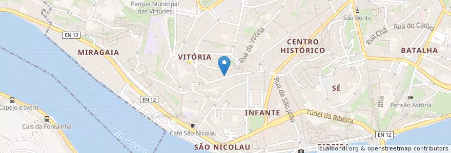 Mapa de ubicacion de Puorto en Portogallo, Nord, Porto, Área Metropolitana Do Porto, Porto, Vila Nova De Gaia, Cedofeita, Santo Ildefonso, Sé, Miragaia, São Nicolau E Vitória.