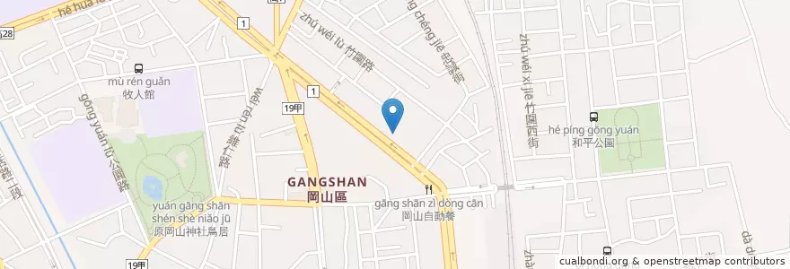 Mapa de ubicacion de 台北富邦商業銀行 en Taiwan, Kaohsiung, Gangshan District.
