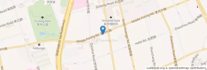 Mapa de ubicacion de Starbucks en Chine, Shanghai, District De Huangpu.