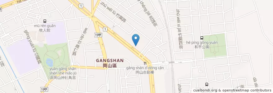 Mapa de ubicacion de 京城商業銀行 en Taiwan, Kaohsiung, 岡山區.