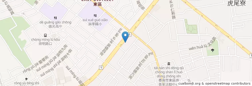 Mapa de ubicacion de 台灣中油 en Taiwán, 臺南市, 東區.