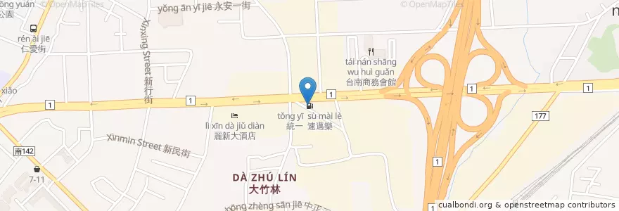 Mapa de ubicacion de 統一  速邁樂 en Taiwan, Tainan, Yongkang District.