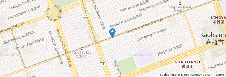 Mapa de ubicacion de 阿帕懷舊炭烤吐司 en Taiwán, Kaohsiung, 苓雅區.
