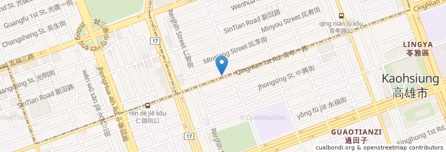 Mapa de ubicacion de 合作金庫商業銀行 en Taiwan, Kaohsiung, 新興區, 苓雅區.