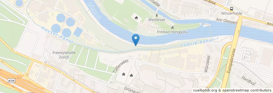 Mapa de ubicacion de Fünf Brunnen (I) en Suisse, Zurich, District De Zurich, Zurich.