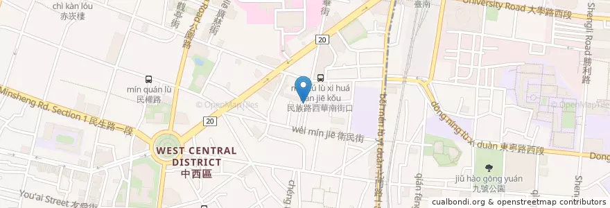 Mapa de ubicacion de 町之戶 デザート屋 en Тайвань, Тайнань, 中西區.