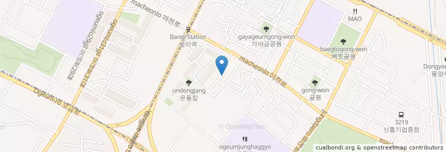 Mapa de ubicacion de 지유명차 송파방이역점 en Südkorea, Seoul, 송파구, 오금동.