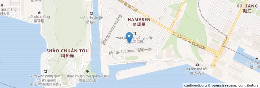Mapa de ubicacion de 何佳佳蔥油餅-西子灣店 en Тайвань, Гаосюн, 鼓山區.