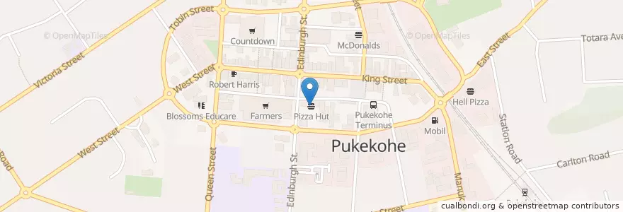 Mapa de ubicacion de Pizza Hut en 뉴질랜드, Auckland, Franklin.