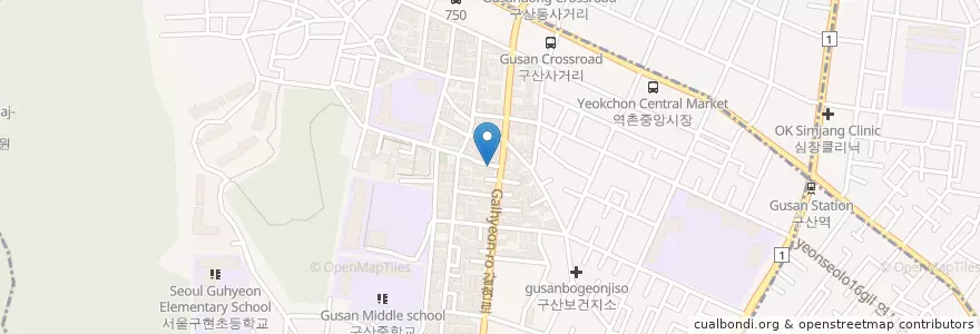 Mapa de ubicacion de 물댄동산교회 en Coreia Do Sul, Seul, 은평구, 구산동.