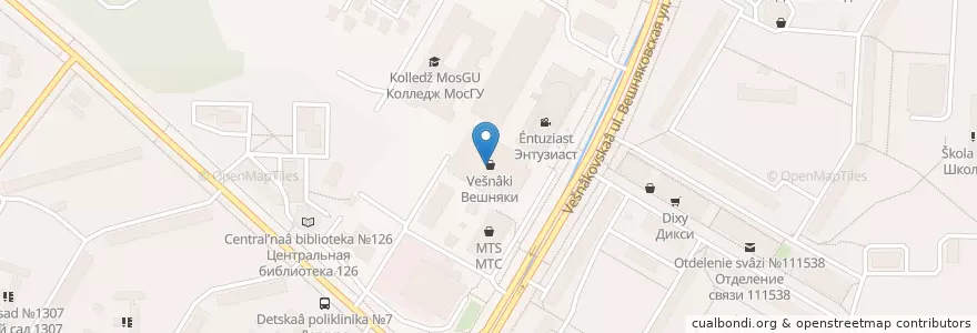 Mapa de ubicacion de Макдоналдс en ロシア, 中央連邦管区, モスクワ, Восточный Административный Округ, Район Вешняки.