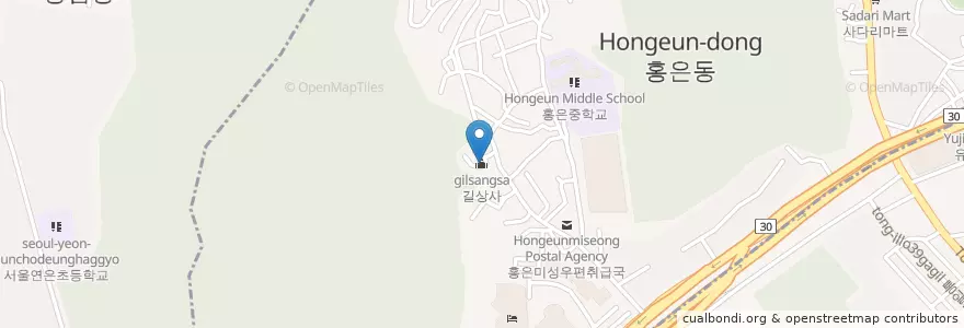 Mapa de ubicacion de 길상사 en Korea Selatan, 서울, 서대문구, 홍은동, 홍은2동.