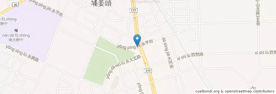 Mapa de ubicacion de 夫妻肺片 en Taiwán, 臺南市, 永康區.