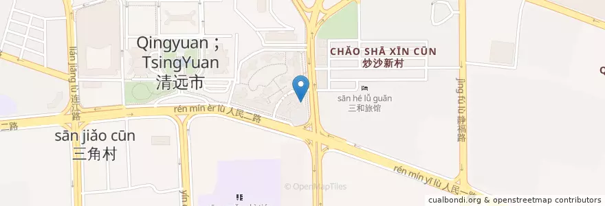 Mapa de ubicacion de 中国农业银行 en 中国, 广东省, 清远市 (Qingyuan), 清城区 (Qingcheng), 洲心街办.