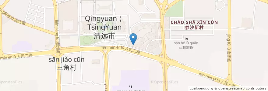 Mapa de ubicacion de 名典咖啡 en China, Guangdong, Qingyuan City, Qingcheng District, Zhouxin Street.
