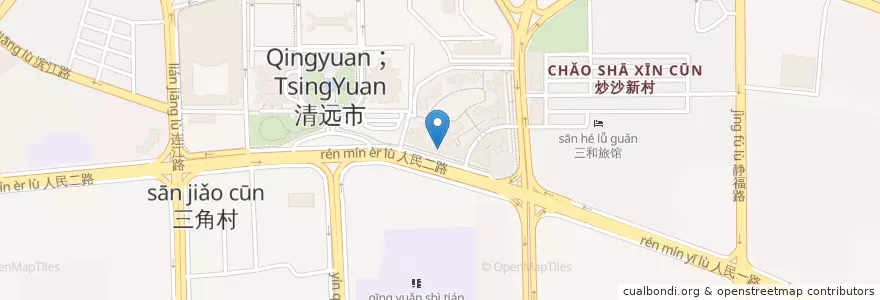 Mapa de ubicacion de 毛家餐馆 en Çin, Guangdong, 清远市 (Qingyuan), 清城区 (Qingcheng), 洲心街办.