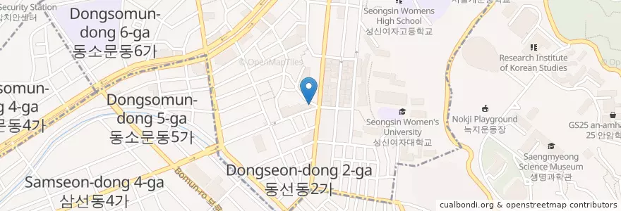 Mapa de ubicacion de 짱구분식 en Korea Selatan, 서울, 성북구.