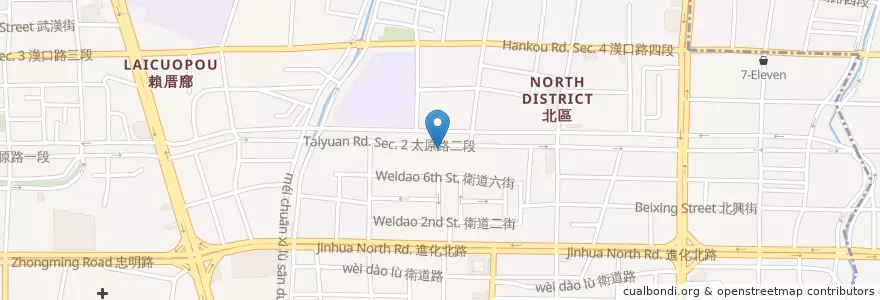 Mapa de ubicacion de 歐貝納法式甜點 en تایوان, تایچونگ, 北區.