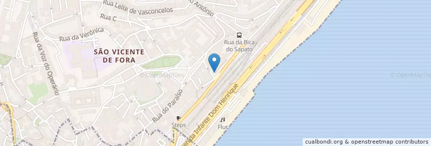 Mapa de ubicacion de ArtsCafe Lisboa en Portugal, Grande Lisboa, Lissabon, São Vicente.