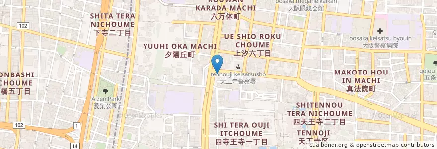 Mapa de ubicacion de タイムズ四天王寺1丁目第2 en 日本, 大阪府, 大阪市, 天王寺区.