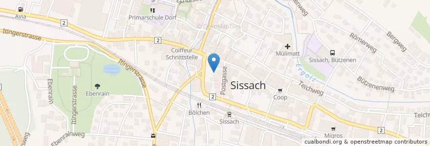 Mapa de ubicacion de Post Sissach en İsviçre, Basel-Landschaft, Bezirk Sissach, Sissach.