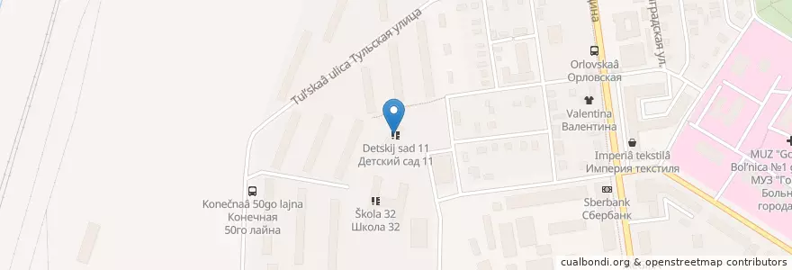 Mapa de ubicacion de Детский сад 11 en Rusia, Центральный Федеральный Округ, Тульская Область, Городской Округ Тула.