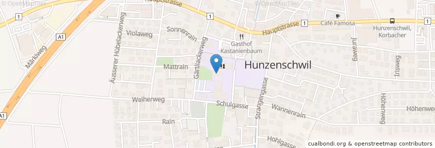 Mapa de ubicacion de Schule Hunzenschwil en Schweiz/Suisse/Svizzera/Svizra, Aargau, Bezirk Lenzburg, Hunzenschwil.