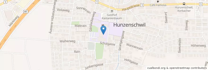 Mapa de ubicacion de Schule Hunzenschwil en 瑞士, Aargau, Bezirk Lenzburg, Hunzenschwil.