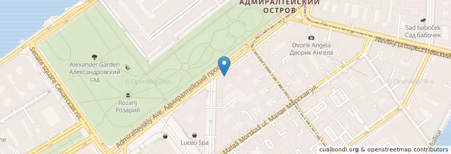 Mapa de ubicacion de Трюфельный дом Bruno en Russie, District Fédéral Du Nord-Ouest, Oblast De Léningrad, Saint-Pétersbourg, Адмиралтейский Район.