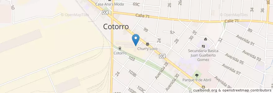 Mapa de ubicacion de Círculo Social Antillana de Acero en Cuba, La Havane, Cotorro.