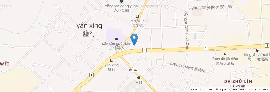 Mapa de ubicacion de 遠東國際商業銀行 en 타이완, 타이난 시, 융캉구.