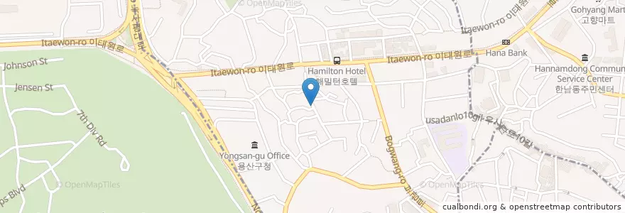 Mapa de ubicacion de LAMB SKEWER en 韩国/南韓, 首尔, 龍山區, 이태원1동.