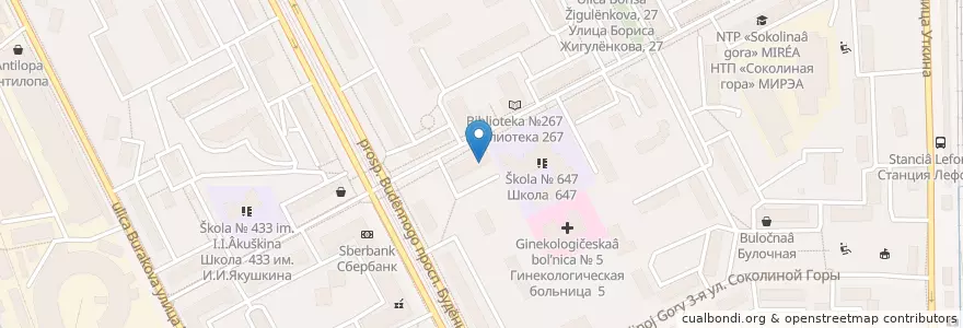 Mapa de ubicacion de Детский сад №2566 en Rusland, Centraal Federaal District, Moskou, Восточный Административный Округ, Район Соколиная Гора.