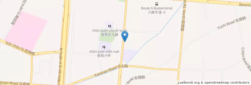 Mapa de ubicacion de JinHuaPuLu Post Office en 중국, 윈난 성, 쿤밍 시, 五华区, 西苑街道.