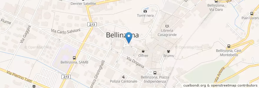 Mapa de ubicacion de Il Piazza Ristorante en سويسرا, Ticino, Distretto Di Bellinzona, Circolo Di Bellinzona, Bellinzona.
