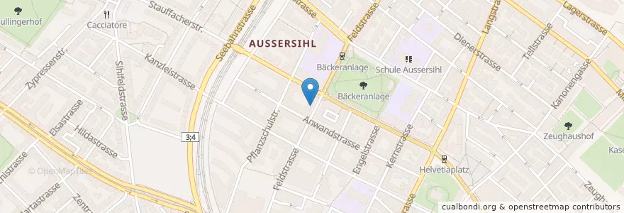 Mapa de ubicacion de 4 Tiere Bar en Zwitserland, Zürich, Bezirk Zürich, Zürich.