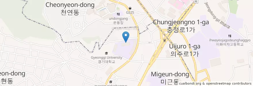 Mapa de ubicacion de 인창고등학교 en كوريا الجنوبية, سول, 서대문구, 충현동.