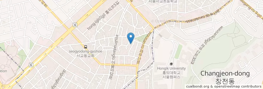 Mapa de ubicacion de 썰스데이파티 en Corée Du Sud, Séoul, 마포구, 서교동.