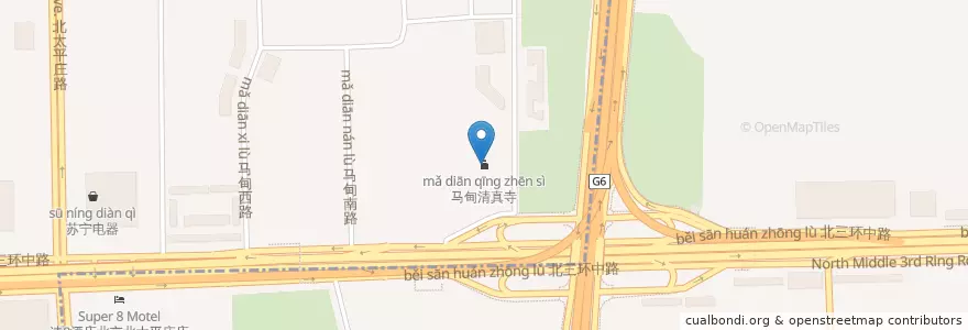Mapa de ubicacion de 马甸清真寺 en الصين, بكين, خبي, 西城区, 海淀区.