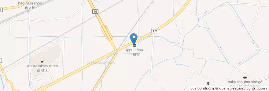 Mapa de ubicacion de 一風堂 en Japan, Osaka Prefecture, Takatsuki.