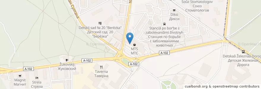 Mapa de ubicacion de Совкомбанк en Russia, Distretto Federale Centrale, Oblast' Di Mosca, Раменский Городской Округ, Городской Округ Жуковский.
