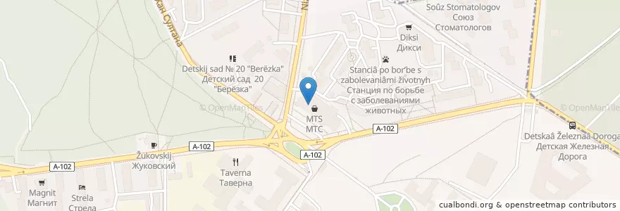 Mapa de ubicacion de Геобанк en Rusland, Centraal Federaal District, Oblast Moskou, Раменский Городской Округ, Городской Округ Жуковский.