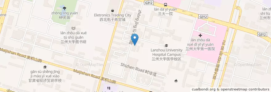 Mapa de ubicacion de 教工餐厅 en چین, گانسو, لانژو, 城关区, 团结新村街道.