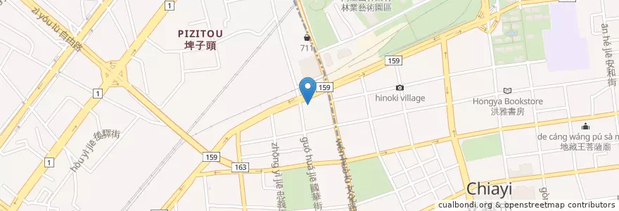 Mapa de ubicacion de 陶板屋 en Taiwan, Provincia Di Taiwan, Chiayi, Contea Di Chiayi, 西區.