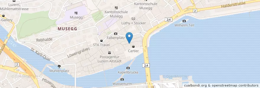 Mapa de ubicacion de Doorzögli Cafe Suisse en Suiza, Lucerna, Lucerna.